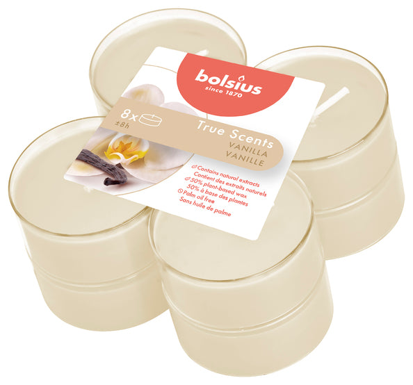Bolsius Maxi Lichter True Scents Vanille ø58x24 mm 8 Stunden (6x 8 Stück)
