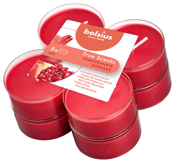 Bolsius Maxilichter True Scents Granatapfel ø58x24 mm 8 Stunden (6x 8 Stück)