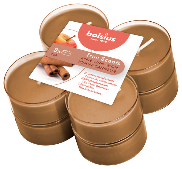 Bolsius Maxi Lights True Scents Apfel-Zimt ø58x24 mm 8 Stunden (6x 8 Stück)