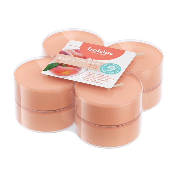 Bolsius Maxi Lichter True Scents Pfirsich ø58x24 mm 8 Stunden (6x 8 Stück)