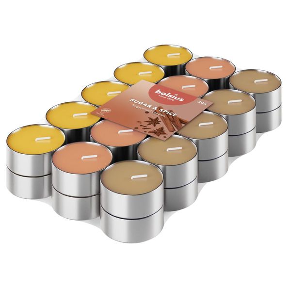 Bolsius Duftteelichter Zuckergewürz ø38x16 mm 3,5 Stunden (8x 30 Stück)