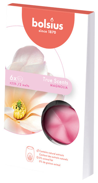 Bolsius Wachsschmelzpackung True Fragrances Magnolia 25 Stunden (8x 6 Stück)