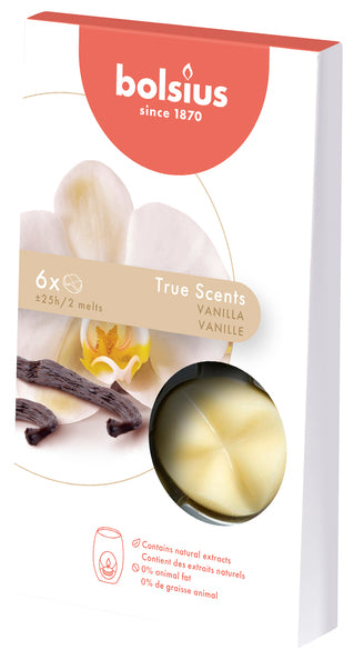 Bolsius Wax Melts Pack True Fragrances Vanille 25 Stunden (8x 6 Stück)