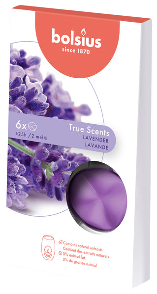 Bolsius Wachsschmelzpackung True Fragrances Lavendel 25 Stunden (8x 6 Stück)