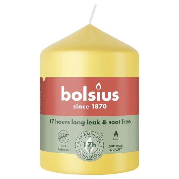 Bolsius Stumpenkerze Sonnengelb ø58x80 mm 17 Stunden (6 Stück)