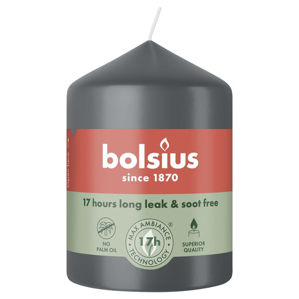Bolsius Stumpenkerze Stormy Grey ø58x80 mm 17 Stunden (6 Stück)