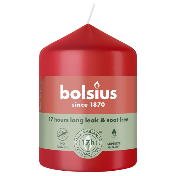 Bolsius Stumpenkerze zartes Rot ø58x80 mm 17 Stunden (6 Stück)