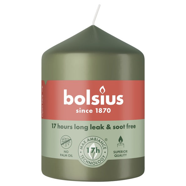 Bolsius Stumpenkerze frische Olive ø58x80 mm 17 Stunden (6 Stück)