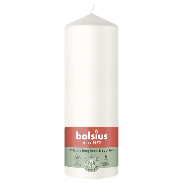 Bolsius Stumpenkerze Wolkenweiß ø68x200 mm 75 Stunden (6 Stück)
