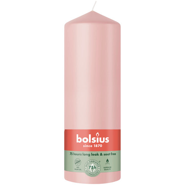 Bolsius Stumpenkerze Misty Pink ø68x200 mm 75 Stunden (6 Stück)
