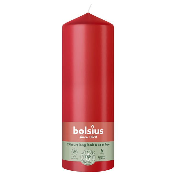Bolsius Stumpenkerze zartes Rot ø68x200 mm 75 Stunden (6 Stück)