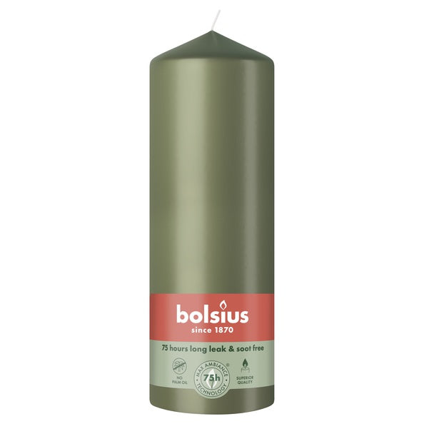 Bolsius Stumpenkerze frische Olive ø68x200 mm 75 Stunden (6 Stück)