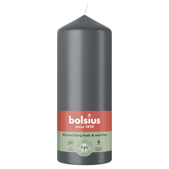 Bolsius Stumpenkerze Stormy Grey ø58x150 mm 42 Stunden (6 Stück)