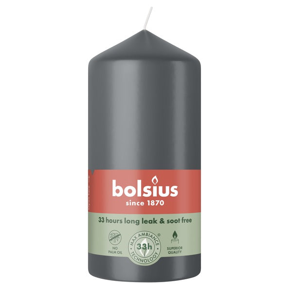 Bolsius Stumpenkerze Stormy Grey ø58x120 mm 33 Stunden (6 Stück)