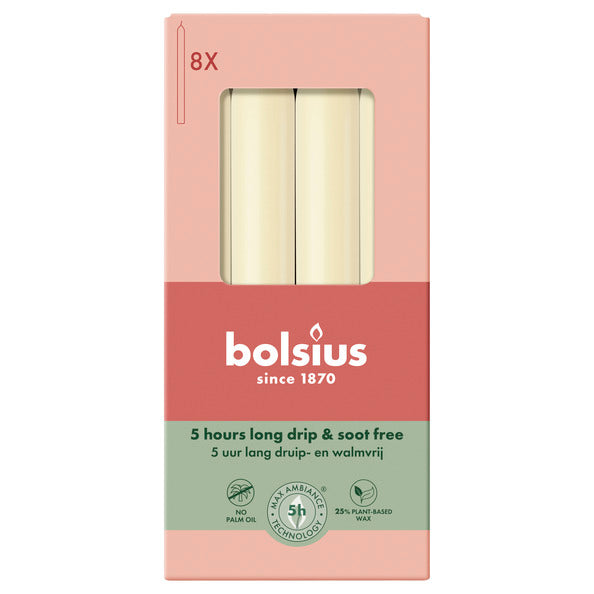 Bolsius Tafelkerzen Soft Pearl ø20x170 mm 5 Stunden (4x 8 Stück)