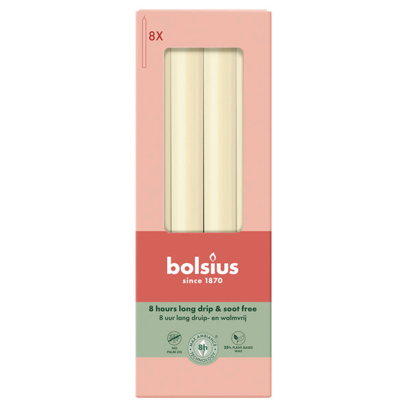 Bolsius Tafelkerzen Soft Pearl ø20x230 mm 8 Stunden (4x 8 Stück)