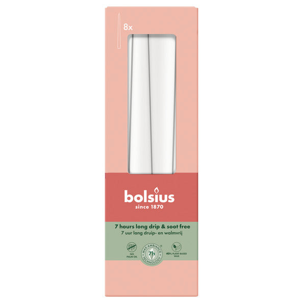 Bolsius Gothic-Kerzen Wolkenweiß ø24x245 mm 7 Stunden (8x 4 Stück)