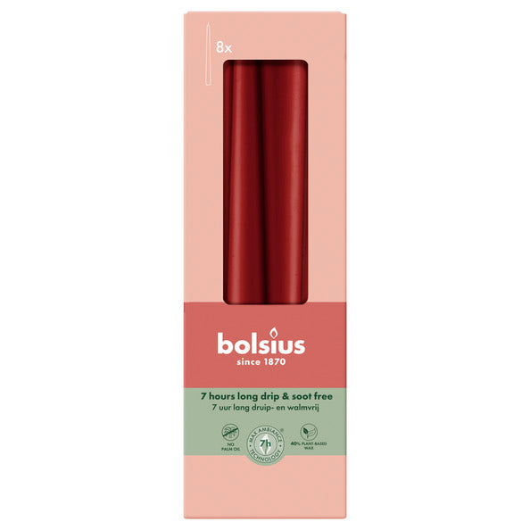 Bolsius Gothic-Kerzen Samtrot ø24x245 mm 7 Stunden (8x 4 Stück)