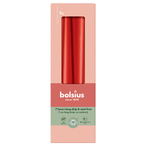 Bolsius Gothic-Kerzen zartes Rot ø24x245 mm 7 Stunden (8x 4 Stück)