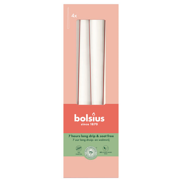 Bolsius Gothic-Kerzen Wolkenweiß ø24x245 mm 7 Stunden (8x 4 Stück)
