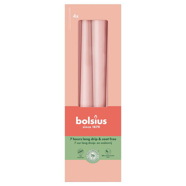 Bolsius Gothic-Kerzen Misty Pink ø24x245 mm 7 Stunden (8x 4 Stück)