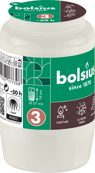 Bolsius compolight Nr. 3 weiß ø57x95 mm 50 Stunden (20 Stück)