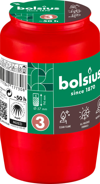 Bolsius compolight Nr. 3 rot ø57x95 mm 50 Stunden (20 Stück)