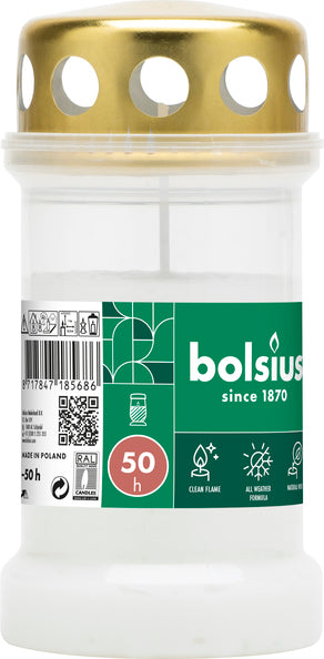 Bolsius Grablicht Nr. 3 mit Deckel weiß ø67x133 mm 50 Stunden (24 Stück)