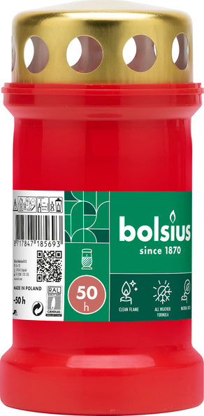 Bolsius Grablicht Nr. 3 mit Deckel rot ø67x133 mm 50 Stunden (24 Stück)