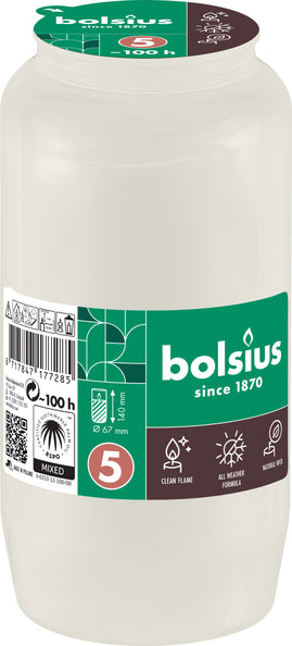 Bolsius Compolight Grablichter Nr. 5 weiß ø67x141 mm 100 Stunden (24 Stück)