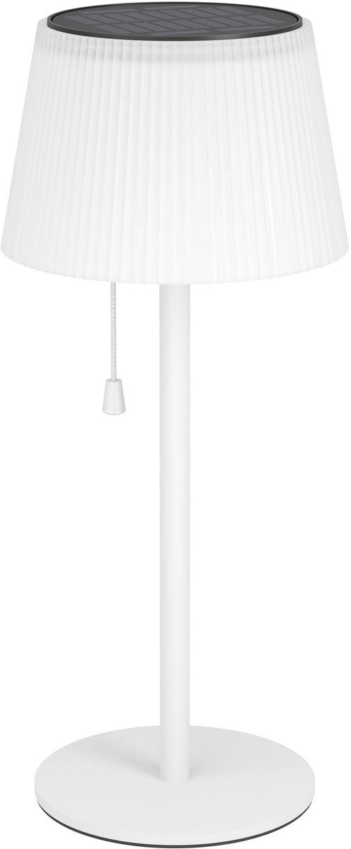 Eglo Scordiano Tischleuchte – wiederaufladbar (bis zu 22 Stunden Licht) – Solar – 38 cm – weiß – kabellos – drinnen und draußen – Zugschalter
