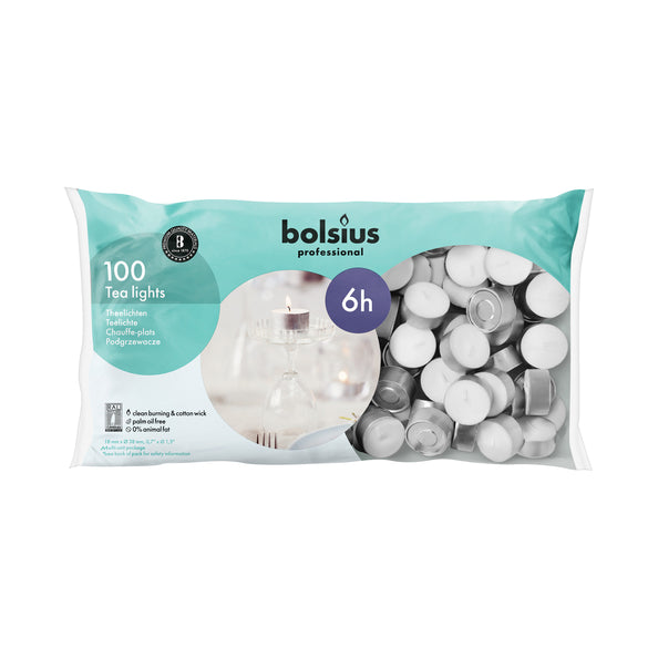 Bolsius Profi-Teelichter weiß 6 Brennstunden (100 Stück)