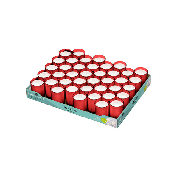 Bolsius Profi Clear Cup Plus rot 16 Brennstunden (40 Stück)