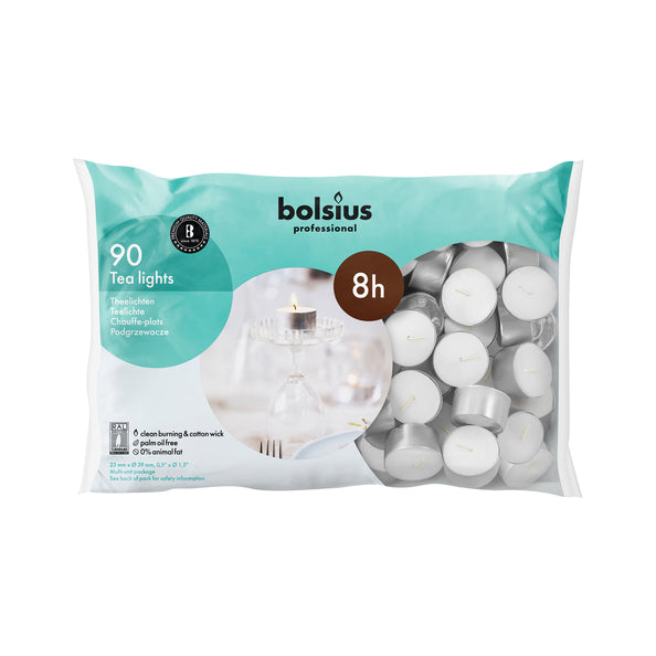 Bolsius Profi-Teelichter weiß 8 Brennstunden (90 Stück)