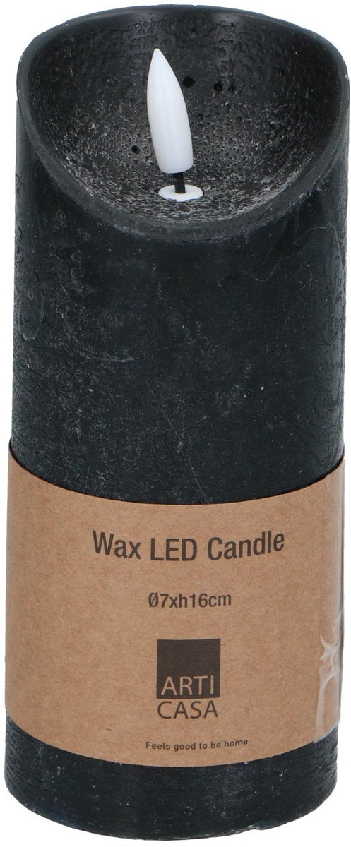 Arti casa LED-Kerze – bewegliche Flamme – 7 x 16 cm – schwarz
