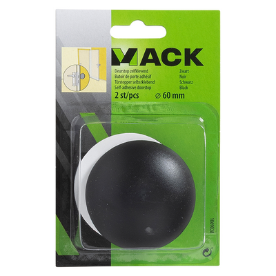 Mack 1069028 - Türstopper selbstklebend schwarz ø 60 mm 2 Stück | 6 Stück
