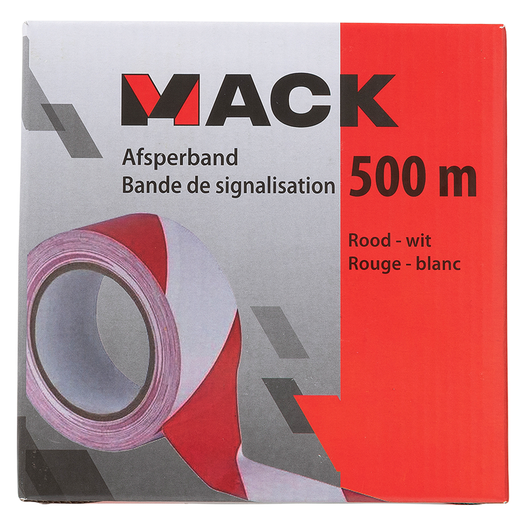 Mack 1072134 – Absperrband rot weiß Box 75 mm x 500 m – 35 Mikron | 3 Stück