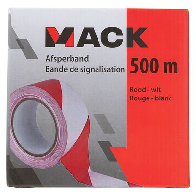 Mack 1072134 – Absperrband rot weiß Box 75 mm x 500 m – 35 Mikron | 3 Stück