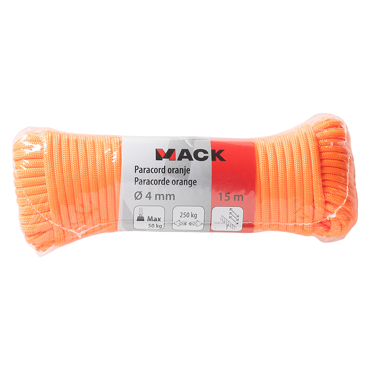 Mack 1072111 - Paracord orange 4mm 15m | 5 Stück