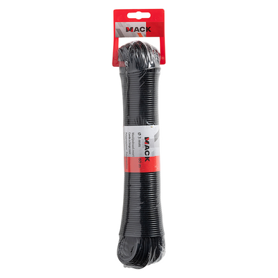 Mack 1073341 – Wäscheleinendraht PP, schwarze Litze 3 mm, 60 m mit Stahldrahtkern | 5 Stück