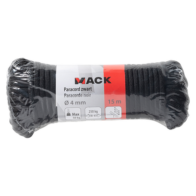 Mack 1072112 - Paracord schwarz 4mm 15m | 5 Stück