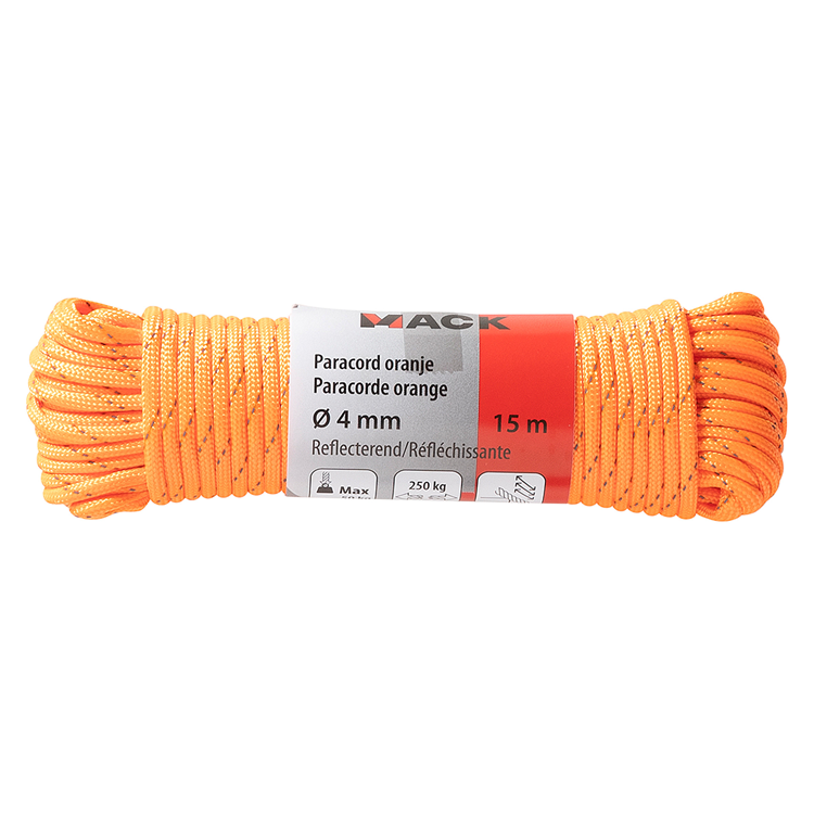 Mack 1072113 - Paracord orange reflektierend 4mm 15m | 5 Stück