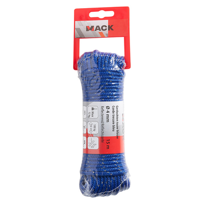 Mack 1072114 - PP geflochtenes Seil blau 4 mm 15 m reflektierend | 5 Stück