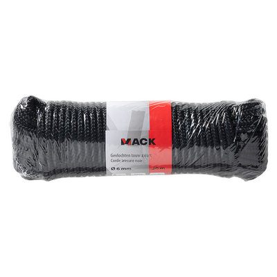 Mack 1072117 - PP geflochtener schwarzer Strang 6 mm 20 m | 5 Stück