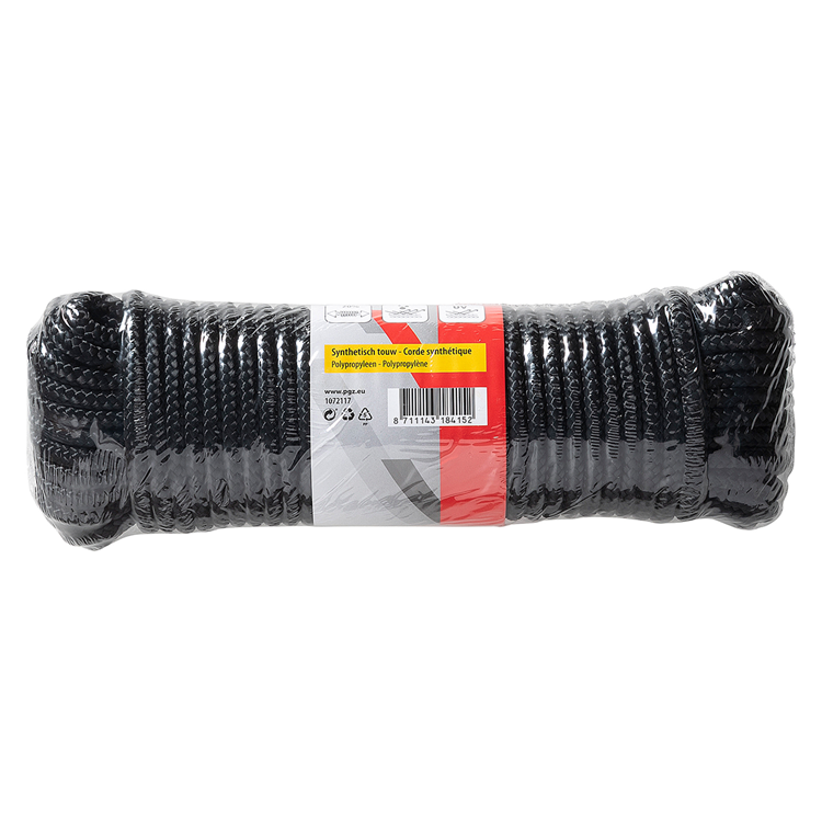 Mack 1072117 - PP geflochtener schwarzer Strang 6 mm 20 m | 5 Stück