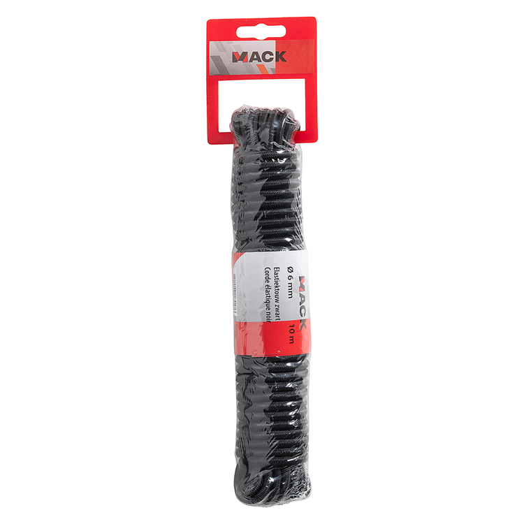 Mack 1072119 - elastisches Seil, schwarze Litze, 6 mm, 10 m | 5 Stück