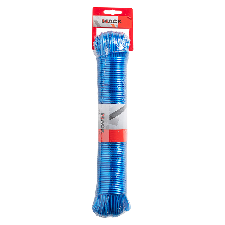 Mack 1072123 – Wäscheleinendraht PP, blaue Litze, 3 mm, 60 m | 5 Stück