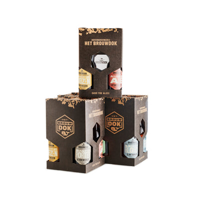 Die Brew Dock Geschenkpackung mit 4 Flaschen mit Glas
