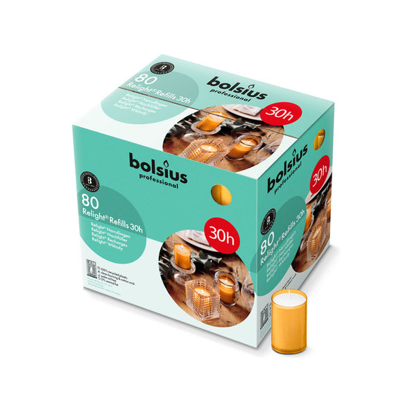 Bolsius professionelle Relight-Nachfüllung Bernstein ø52x64 mm 30 Stunden (80 Stück)
