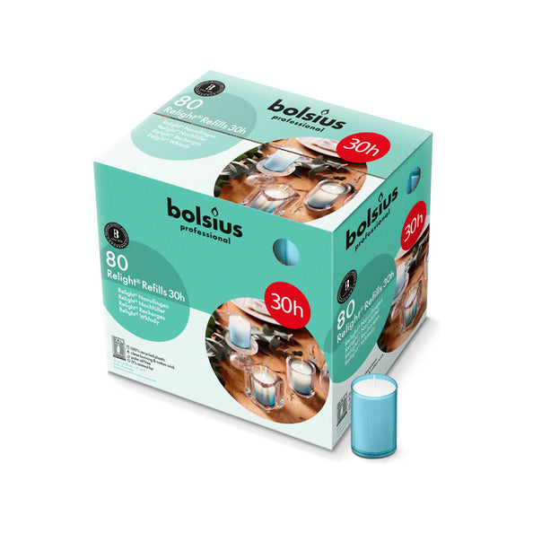 Bolsius professionelle Relight-Nachfüllung Aqua ø52x64 mm 30 Stunden (80 Stück)